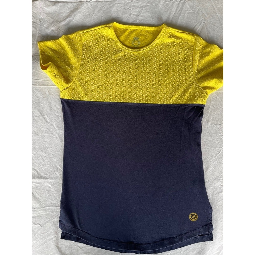 Big Monty King Edition Venezuela Womens Colorblock Shirt Yellow Navy 100% Cotton